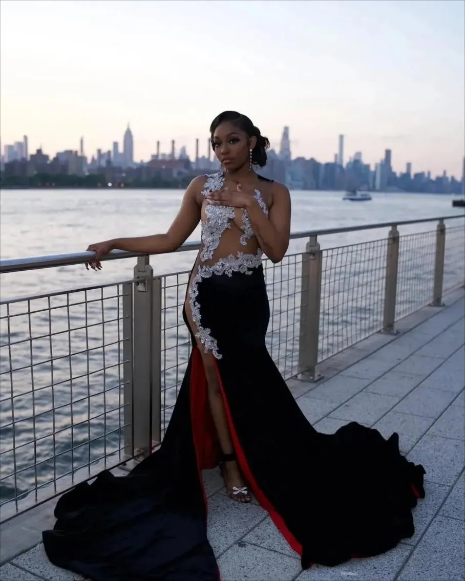 lace black mermaid prom dresses Long Sleeve Black Lace Mermaid Prom Dresses See Through Trumpet Formal Dress APD3366