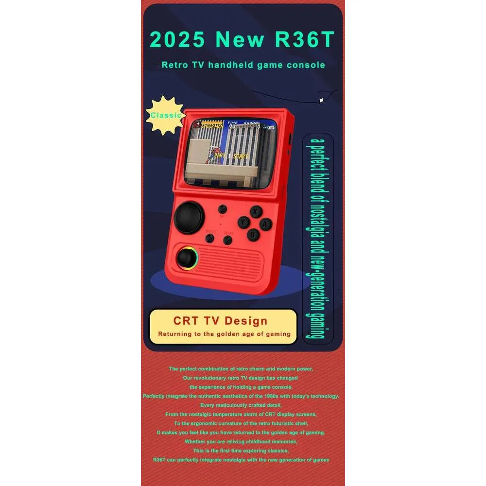 R36T Retro Handheld Game Console with 3.5-Inch IPS Screen and 27 ...