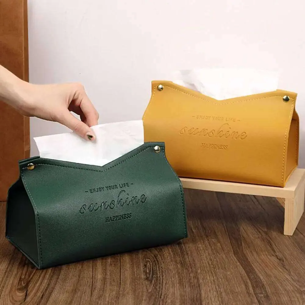 Leather Tissue Box Large Storage Nordic Style for Car, Home Living Room ...