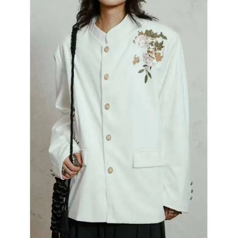 Chinese Tang Suit Jacket for Men Embroidered Flower Polyester