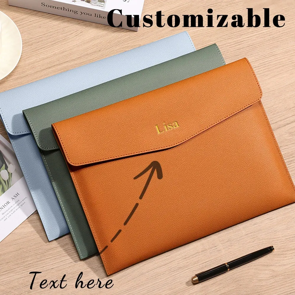 Customized A4 PU Leather File Bags for Official Documents and Business ...
