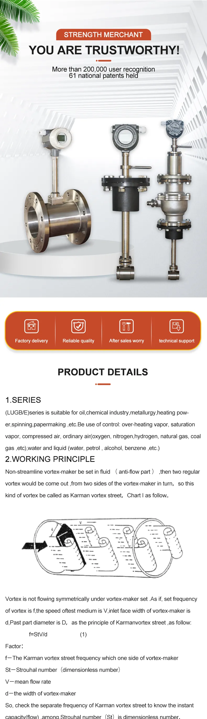 Vortex Flowmeters Flanged & Clamped Connection Fixed Insertion & Ball ...