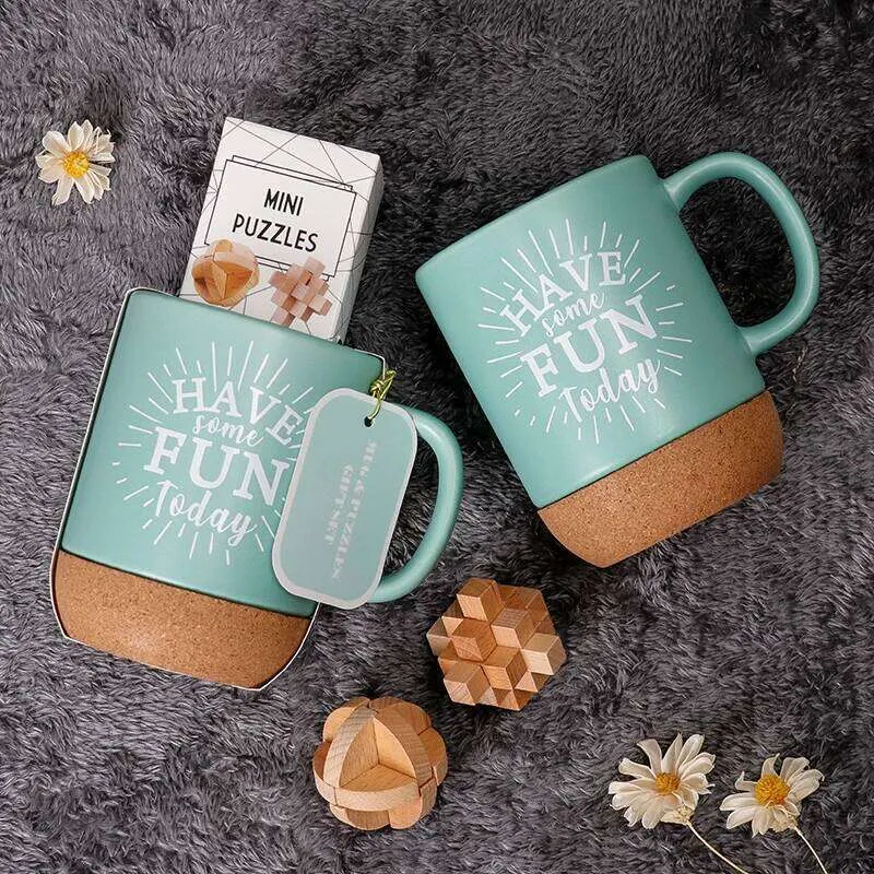 Stoneware Coffee Mug Set 13 oz Ceramic Milk Cup with Wooden Puzzles  Birthday Gift from Dhgate Mugs - price 25.22