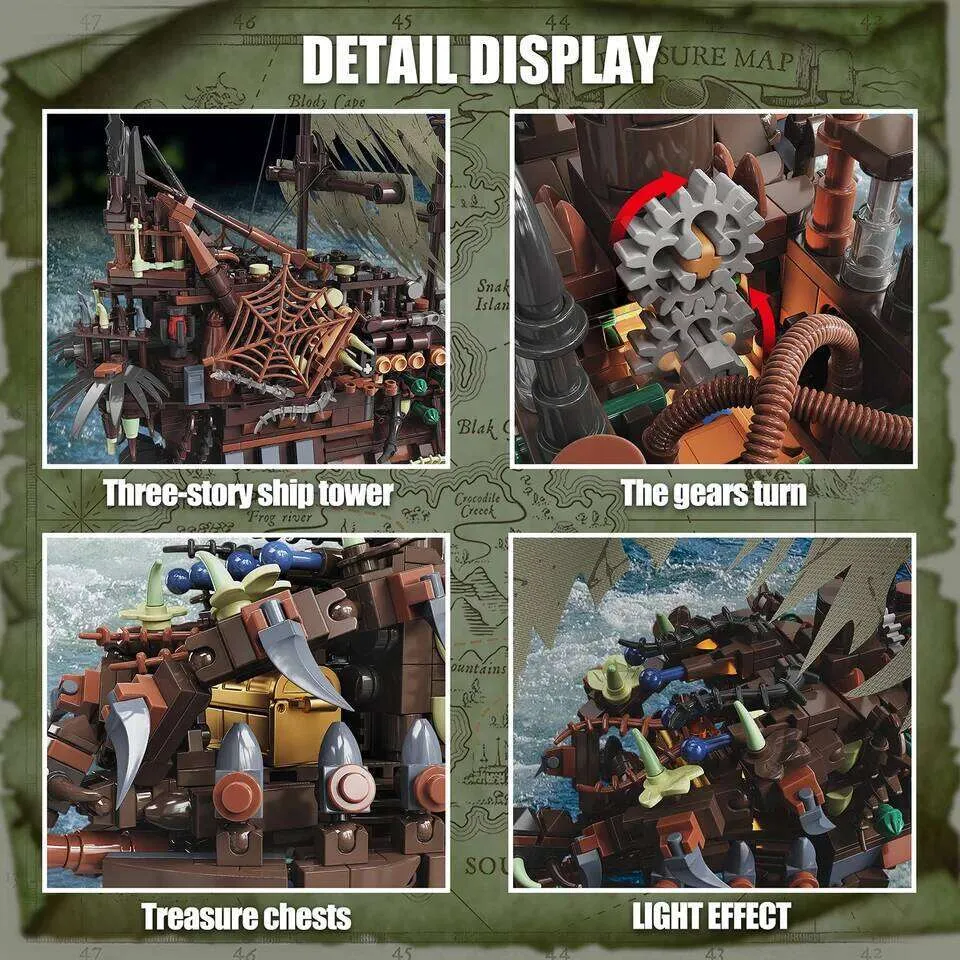 Pirate Ship Building Blocks Toy Set Plastic Model for Birthday Desktop ...