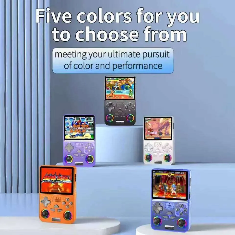 R36MAX Console de jeu rétro de 10,2 cm avec jeux vidéo classiques intégrés, prend en charge plus de 30 simulateurs, console de jeu portable pour Noël