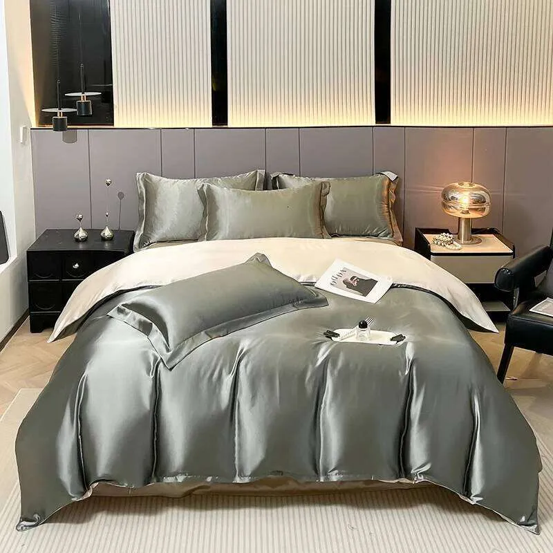 WOSTAR Satin Rayon Bedding Set Summer Duvet Cover, Bed Sheet ...