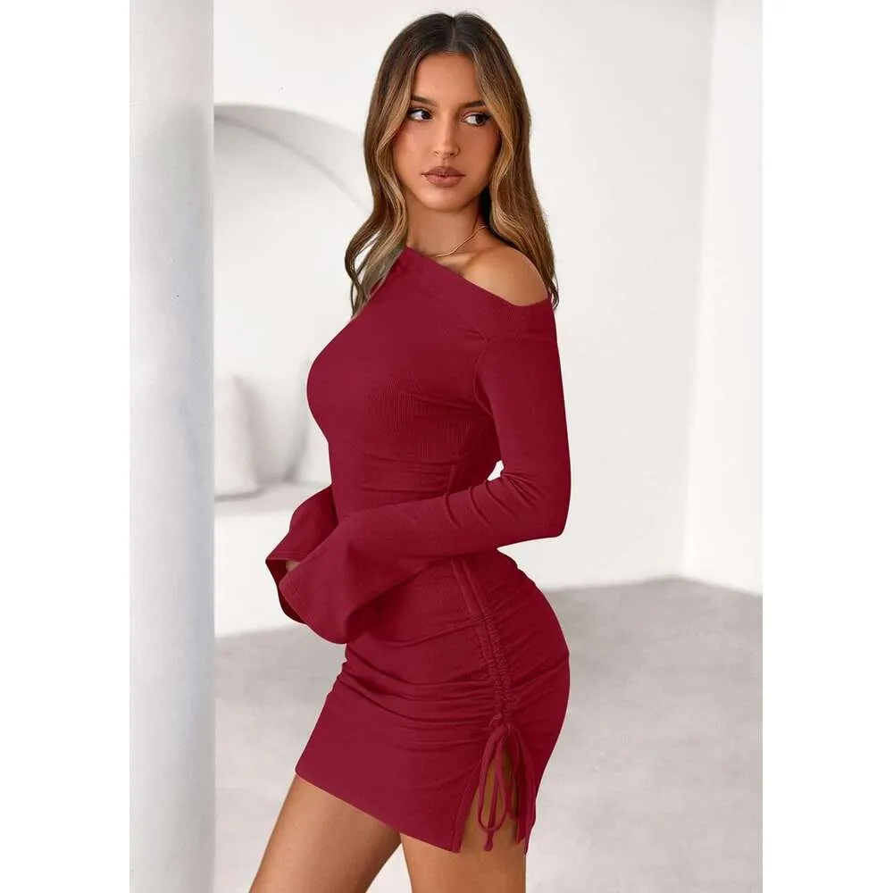 long sleeve spring cocktail dresses Long Sleeve Wrap Wrap Style Cocktail Dress Green Fit And Flare Spring Wrap  Dress 4966