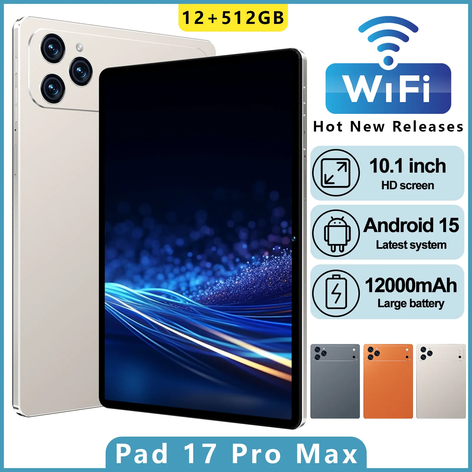 Pad 17 ProMax 10.1 インチ スマート タブレット 12GB RAM 512GBを