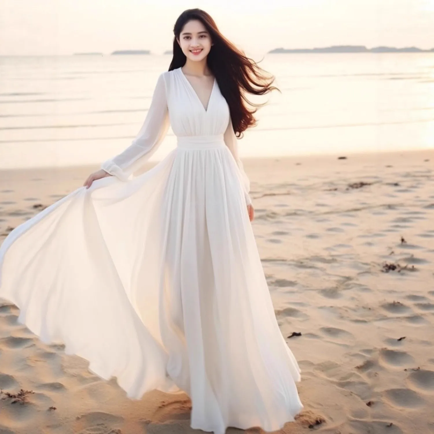 Boho Lace Maxi Dress, V Neck Long Sleeve Party Dress | DHgate