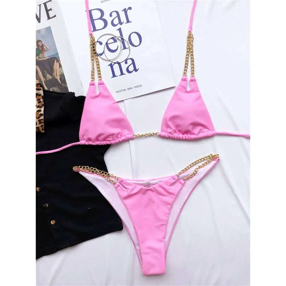 Chain String Top Metal Chains Bikini Micro String Thongs Swimwear for Women Backless ...