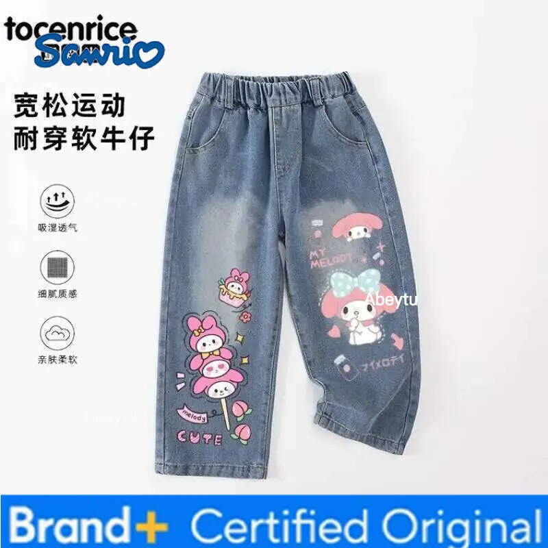 Kuromi Hello Kitty My Melody Straight Leg Denim Jeans for Girls