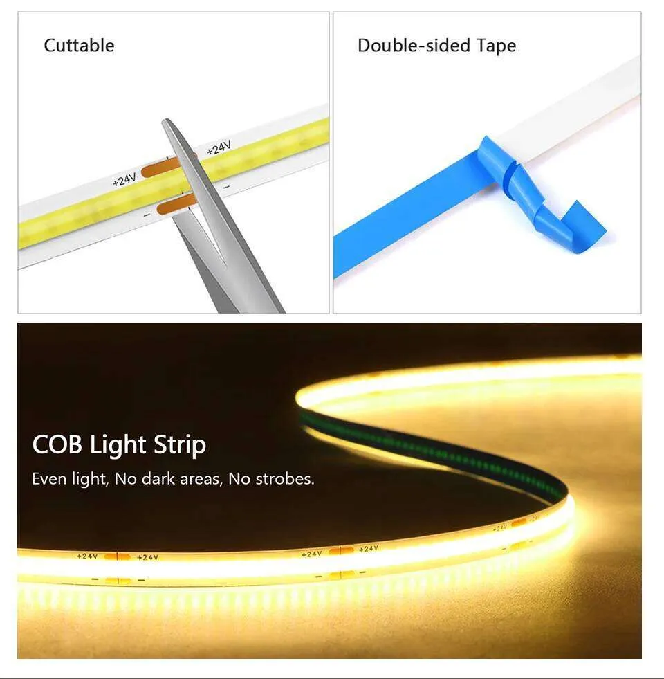 Motion LED COB Light Strip 24V Door Sensor Switch Auto ON/OFF Diode ...