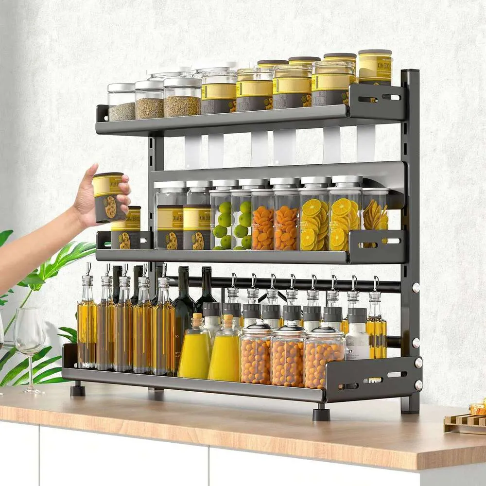 Adjustable 3 Tier Black Kitchen Spice Rack Organizer... From Olabisi146 ...