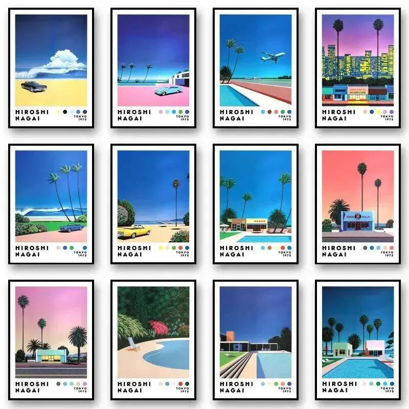 Vintage Nagai Hiroshi Vaporwave Japonya Plaj Şehir Yi TL333.28