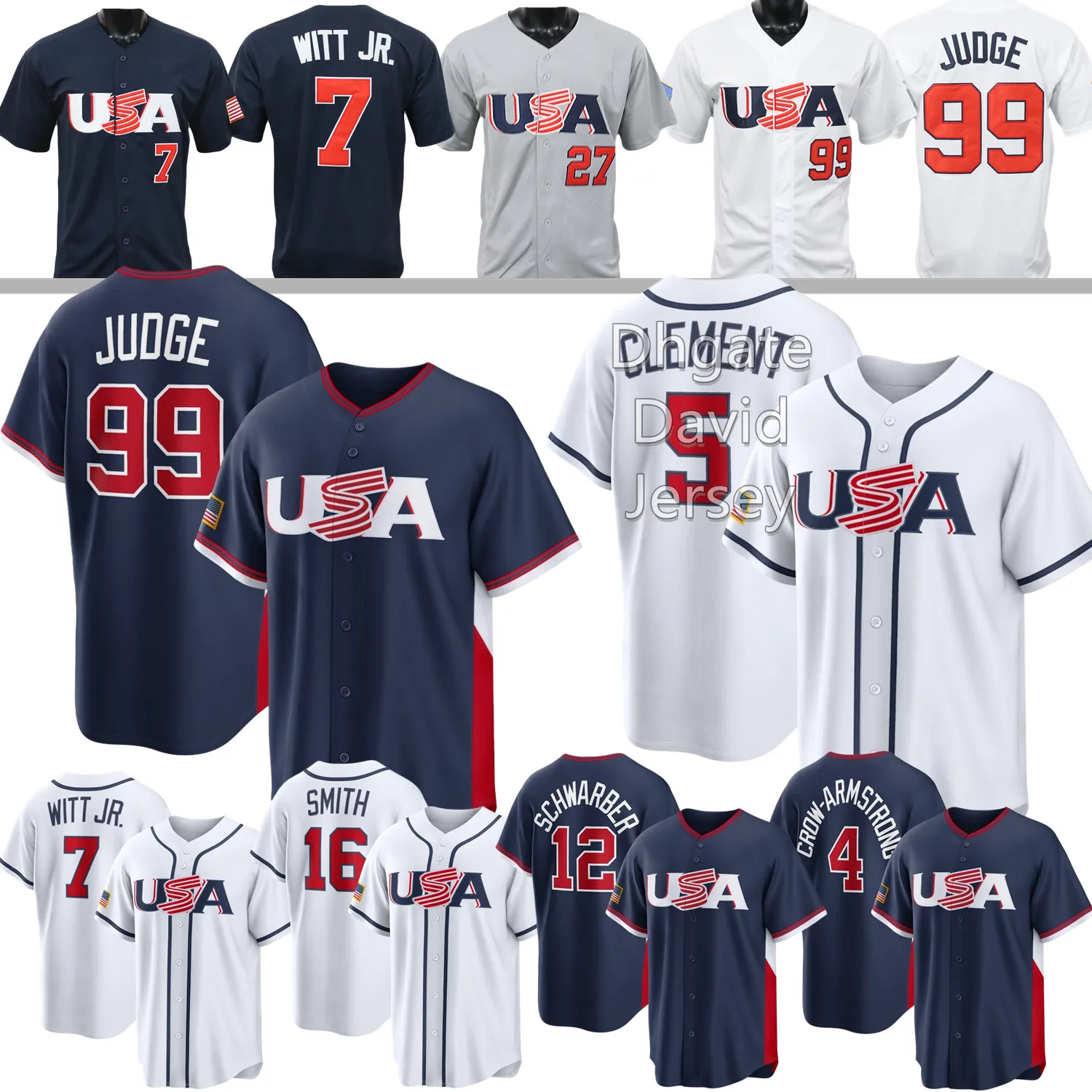 2026 WBC USA Team Baseball Jersey Brice Turang Ernie Clement Will