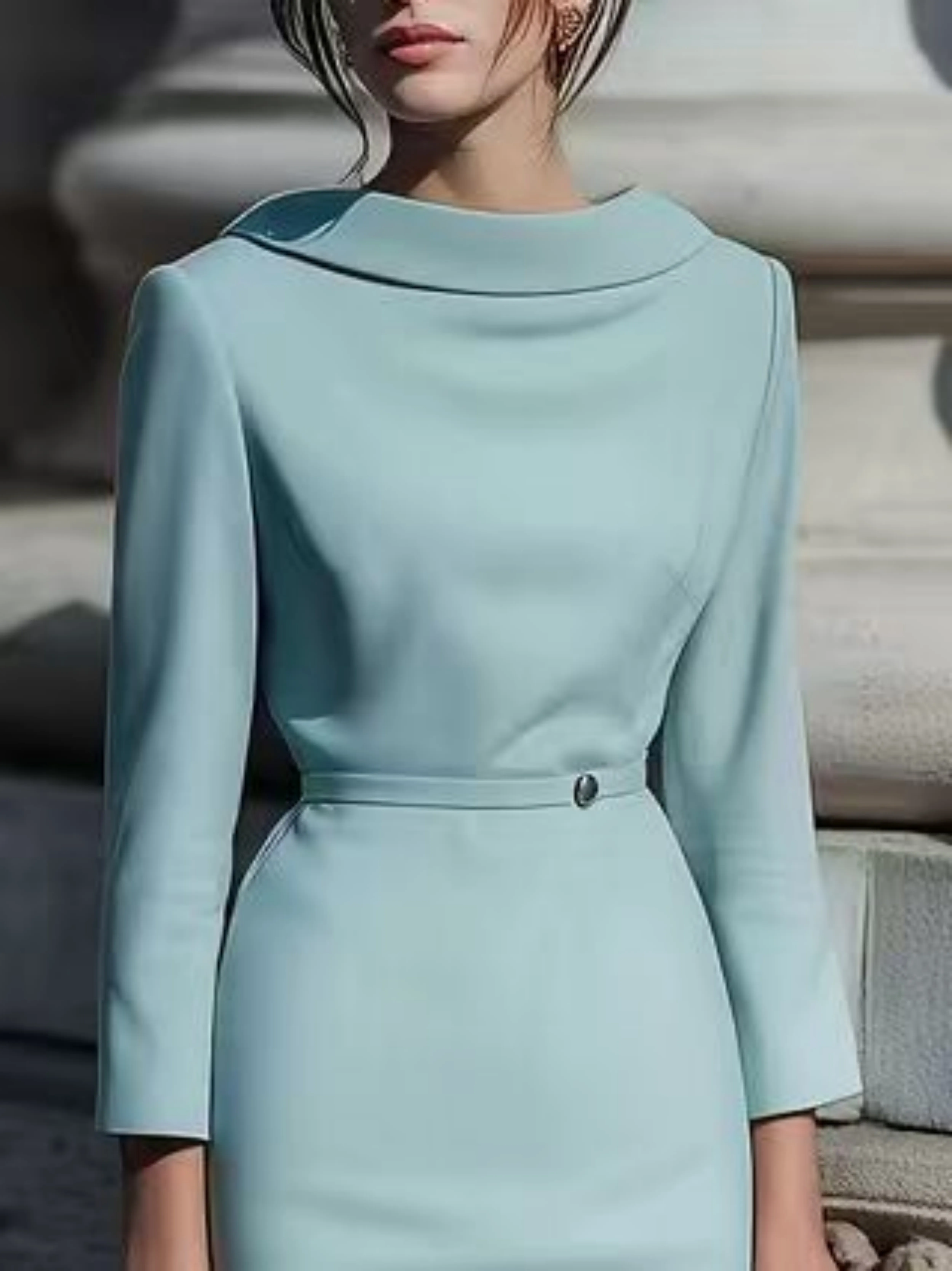 mint green 3 4 sleeve dress Wyongtao Women's Casual 3/4 Sleeve Midi Fall Dress Boho Pleated V Neck Ruffled Vintage Geometric Printed Flowy Long Dresses Mint Green XS