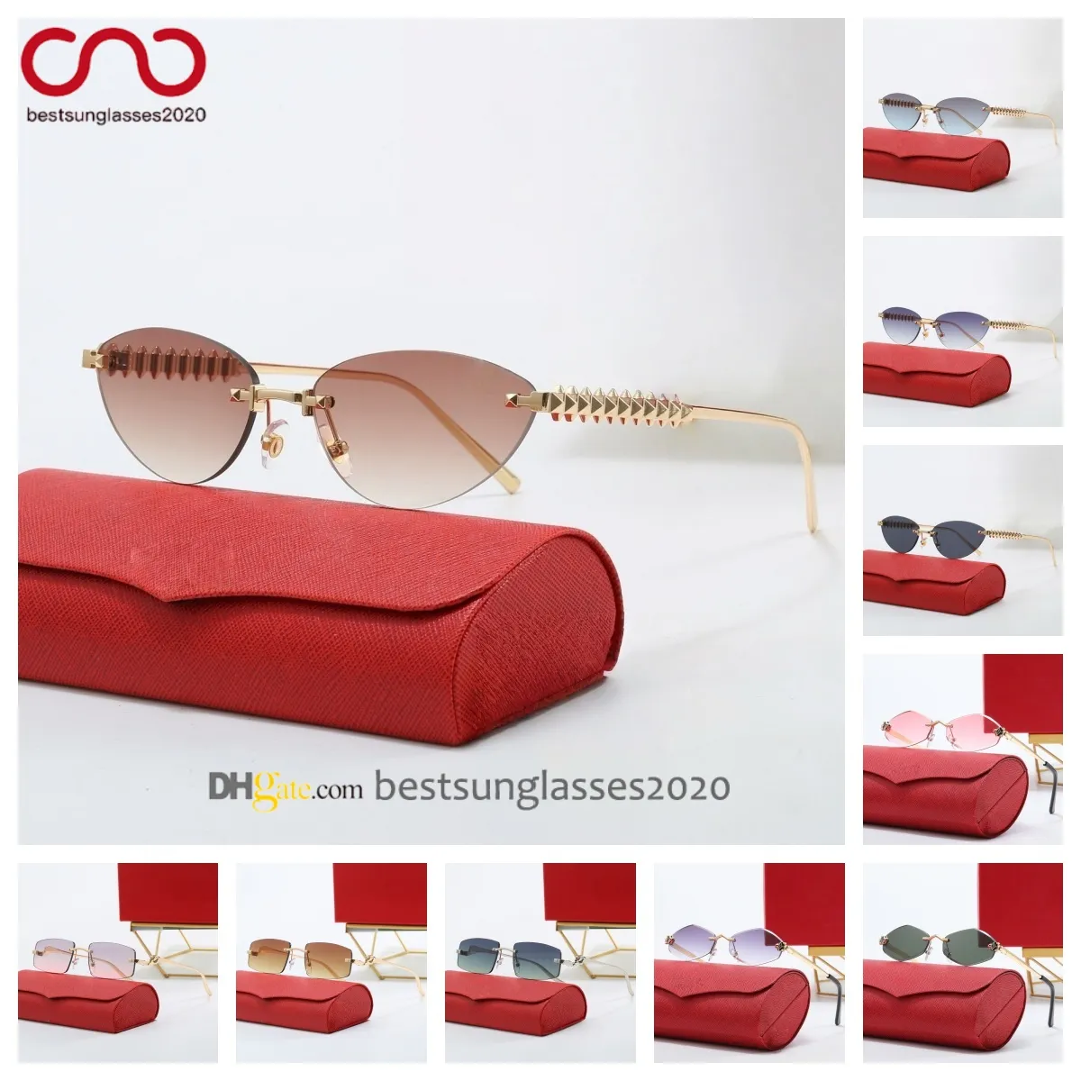 Retro Cat Eye Sunglasses Metal Frame Oval UV400 Protection Women main image 2