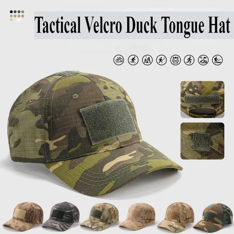 Spring Loop Cap Camo Tactical Hunting Ball Caps Military Snapback With Hook Loop Patch ...