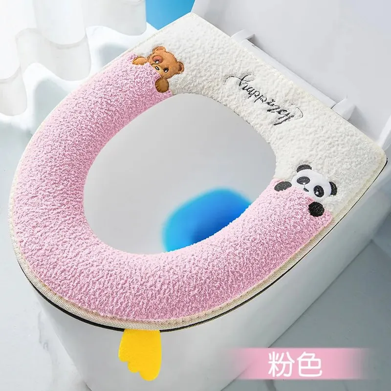 Cover Seating Rings Plush Toilet Cover Seat Ring with Waterproof Zipper Closure, Washable ...