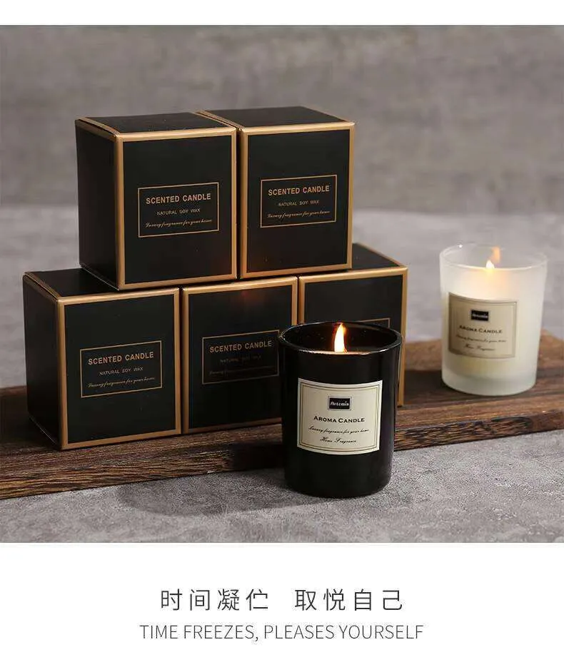 Glass Jar Scented Soy Wax Candle with Floral Essential Oils for ...