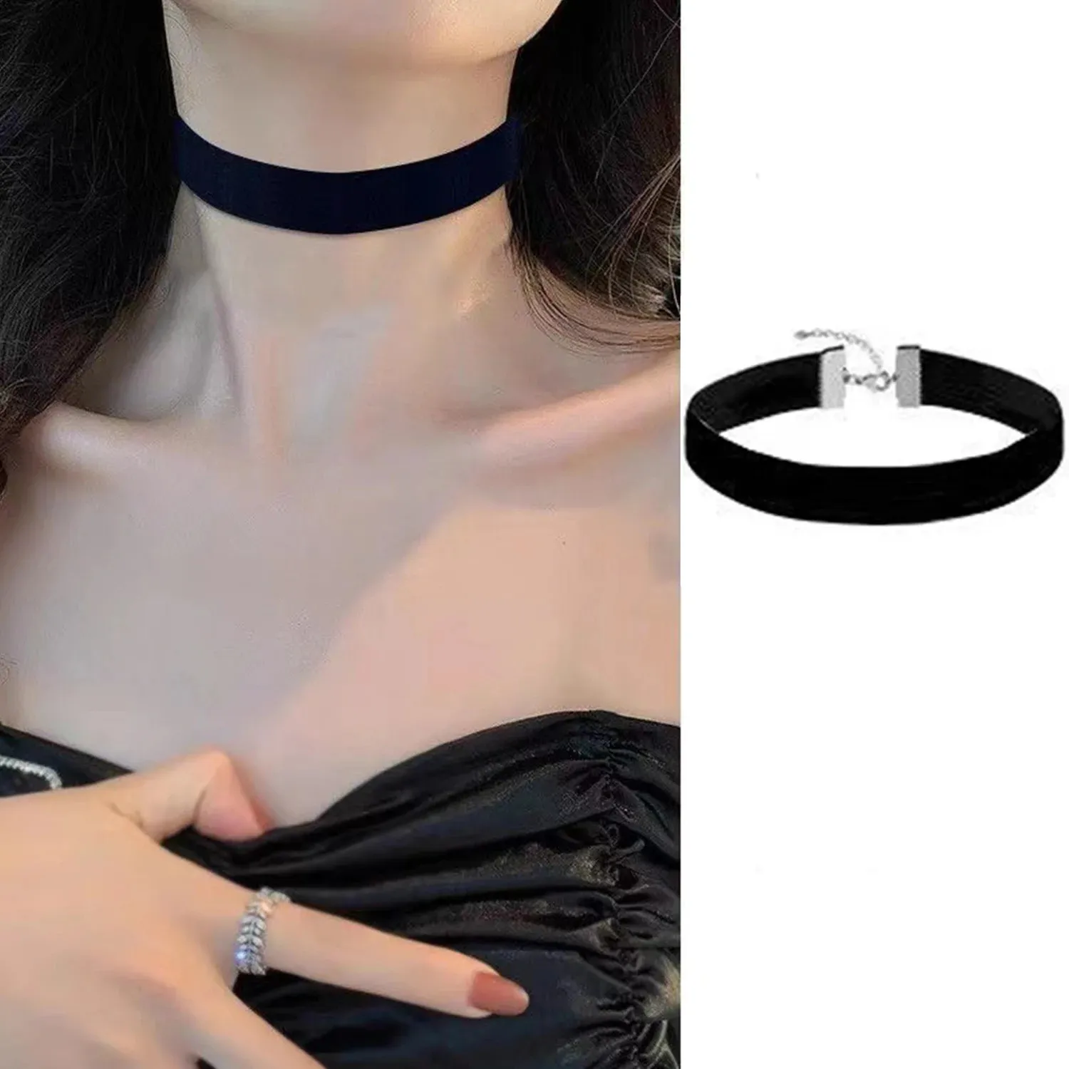 Collana Lunga In Velluto Scamosciato Nero, Girocollo Punk A Strati Con Ciondolo Piuma, Gioielli Donna E Ragazza, 170 Cm - 2