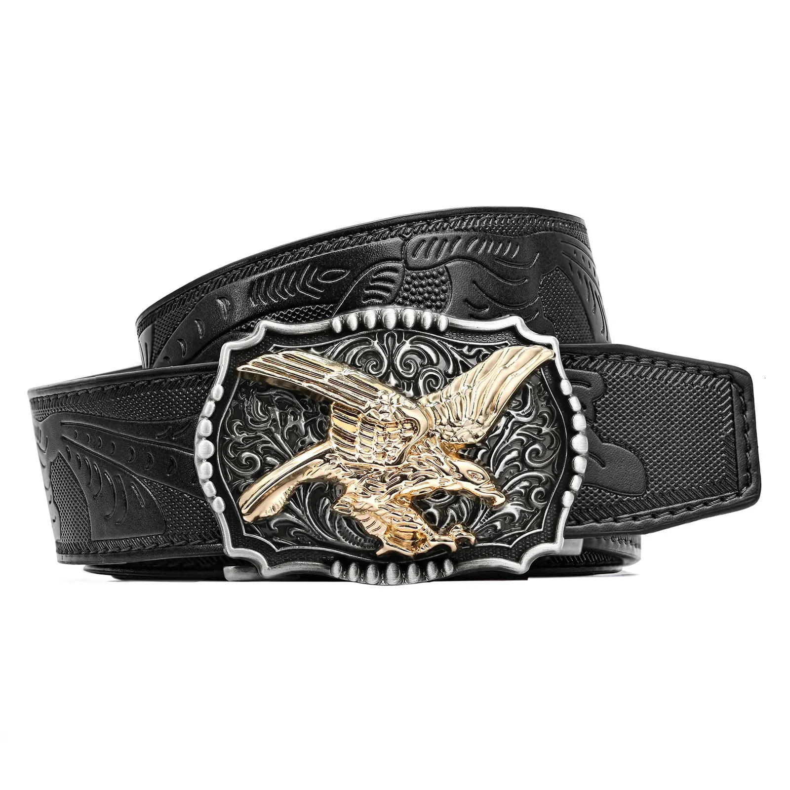 2 Pack PU Leather Western Belts with Big Buckle Country Belt Double Buckle Western Belt - Medium/Large – Ivory Buck Boutique main image 3