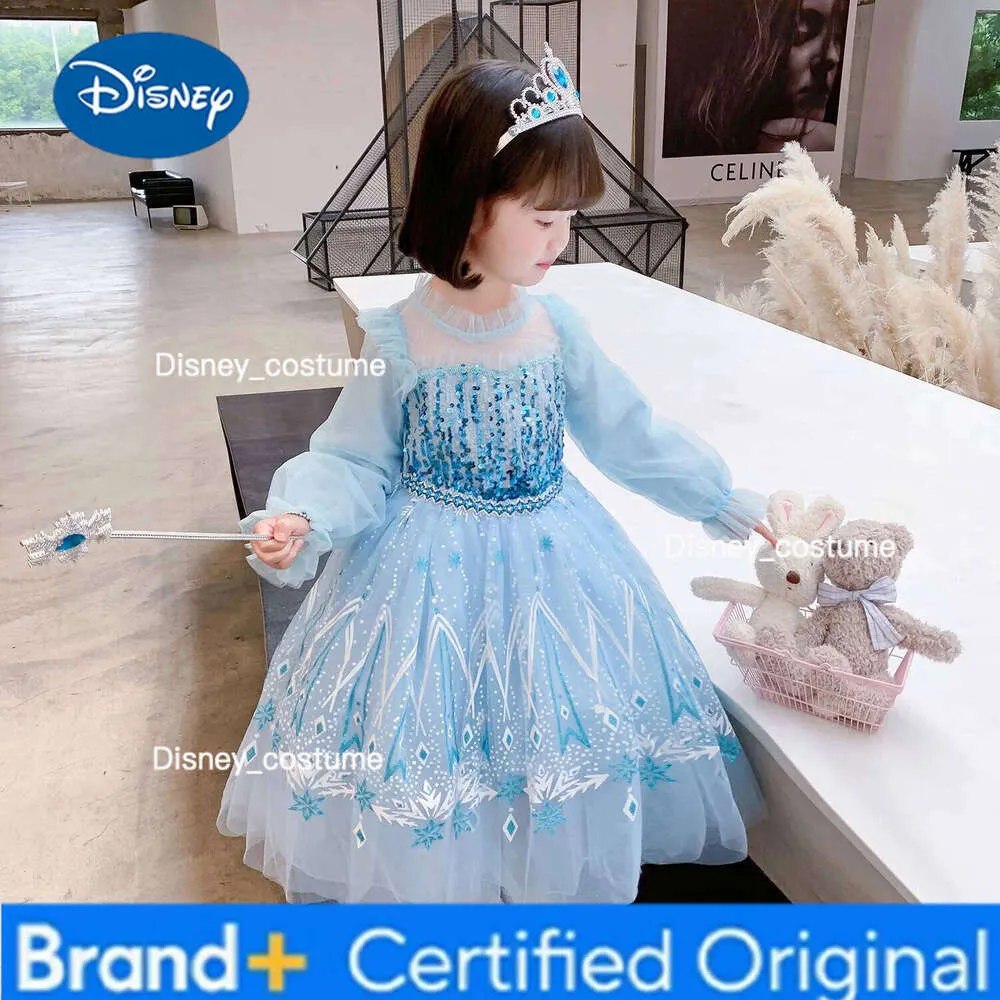 winter disney princess dress Autumn and Children's Blue New Long Sleeve Clothes H260209 from Dhgate Girl's Dresses red snowflake prints on Regency PLAIN SHORT DRESS - Size:12 Regular