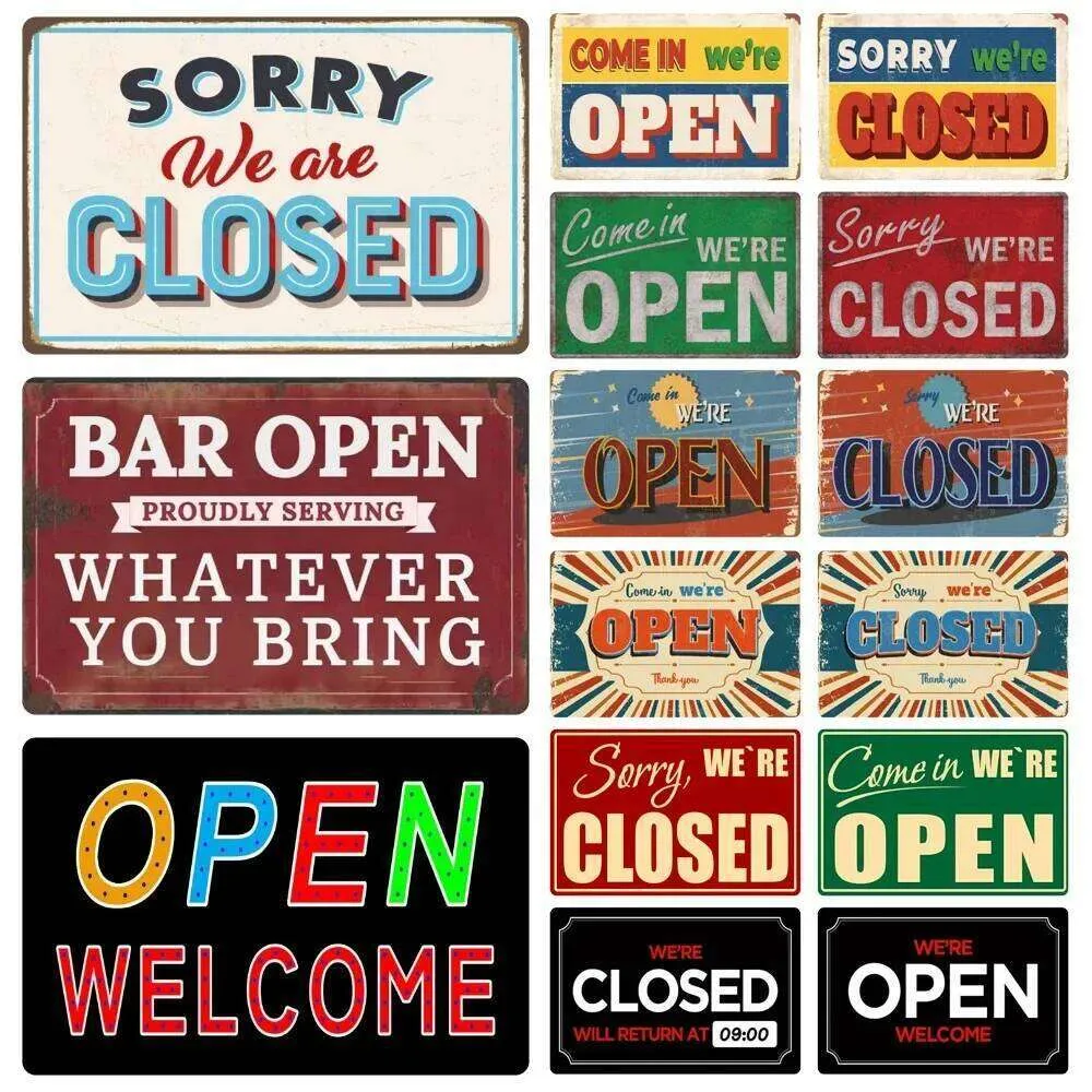 WY279 Vintage Metal Open/Closed Sign Retro Wall... From Alvarado113, $6 ...