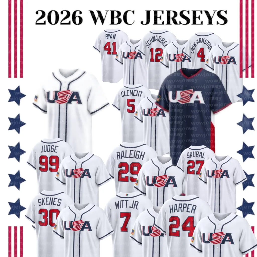 USA Baseball Jersey 2025 2026 WBC Aaron Judge, Harper, Betts, Witt
