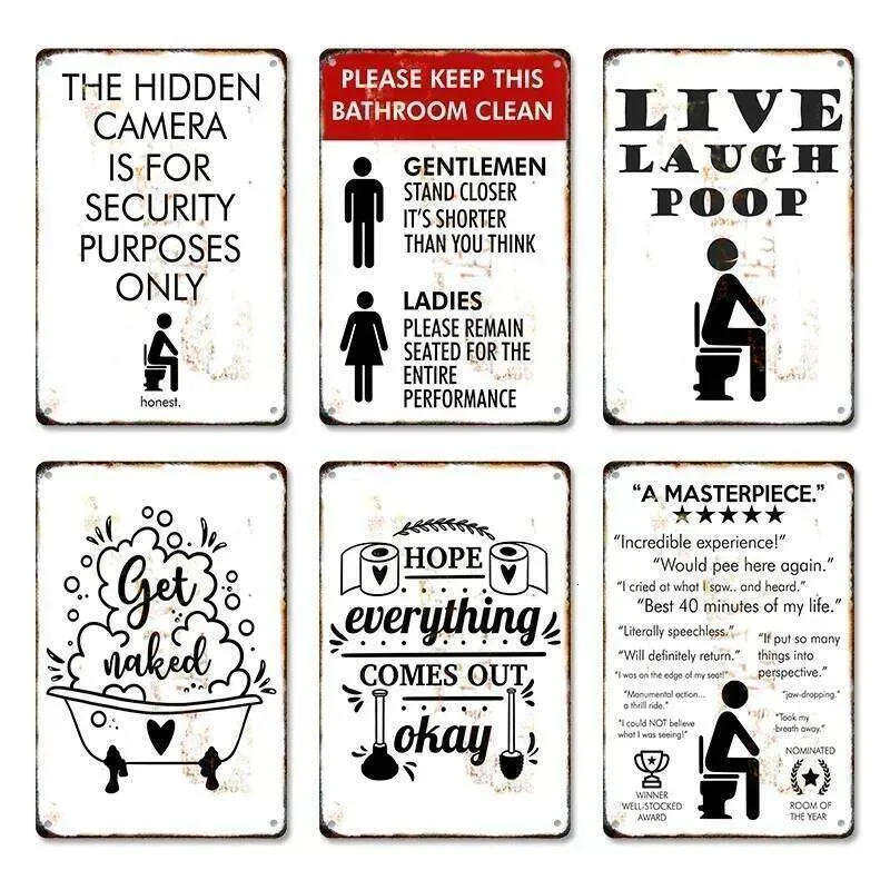 Vintage Corrosion Wall Hanging Board Plaque Funny Tin Sign For Toilet ...