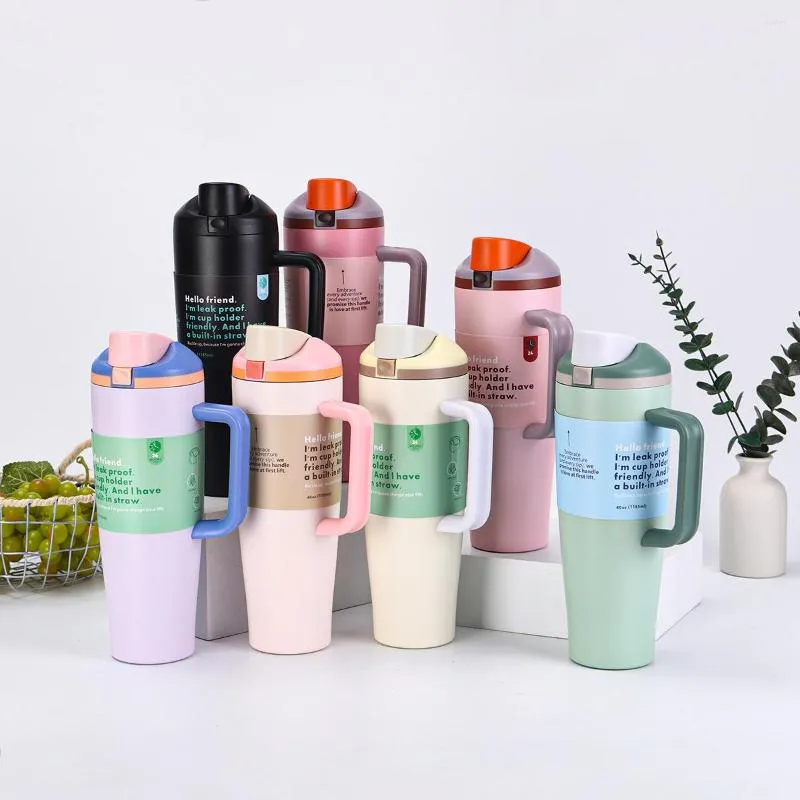 Insulated Stainless Steel Water Bottle with Straw and Simple Handle  0.5-0.99 L for Outdoor Recreation