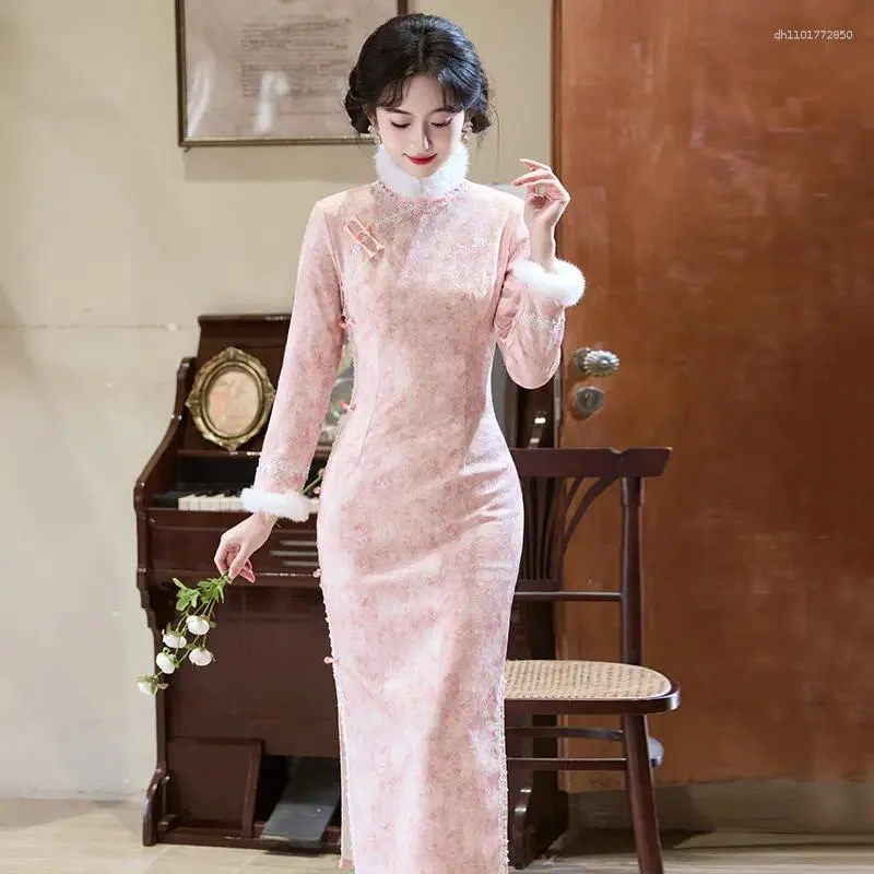 chinese dress for ladies Dresses Women Retro Lace Cheongsam Traditional Chinese Dress Long Cheongsam