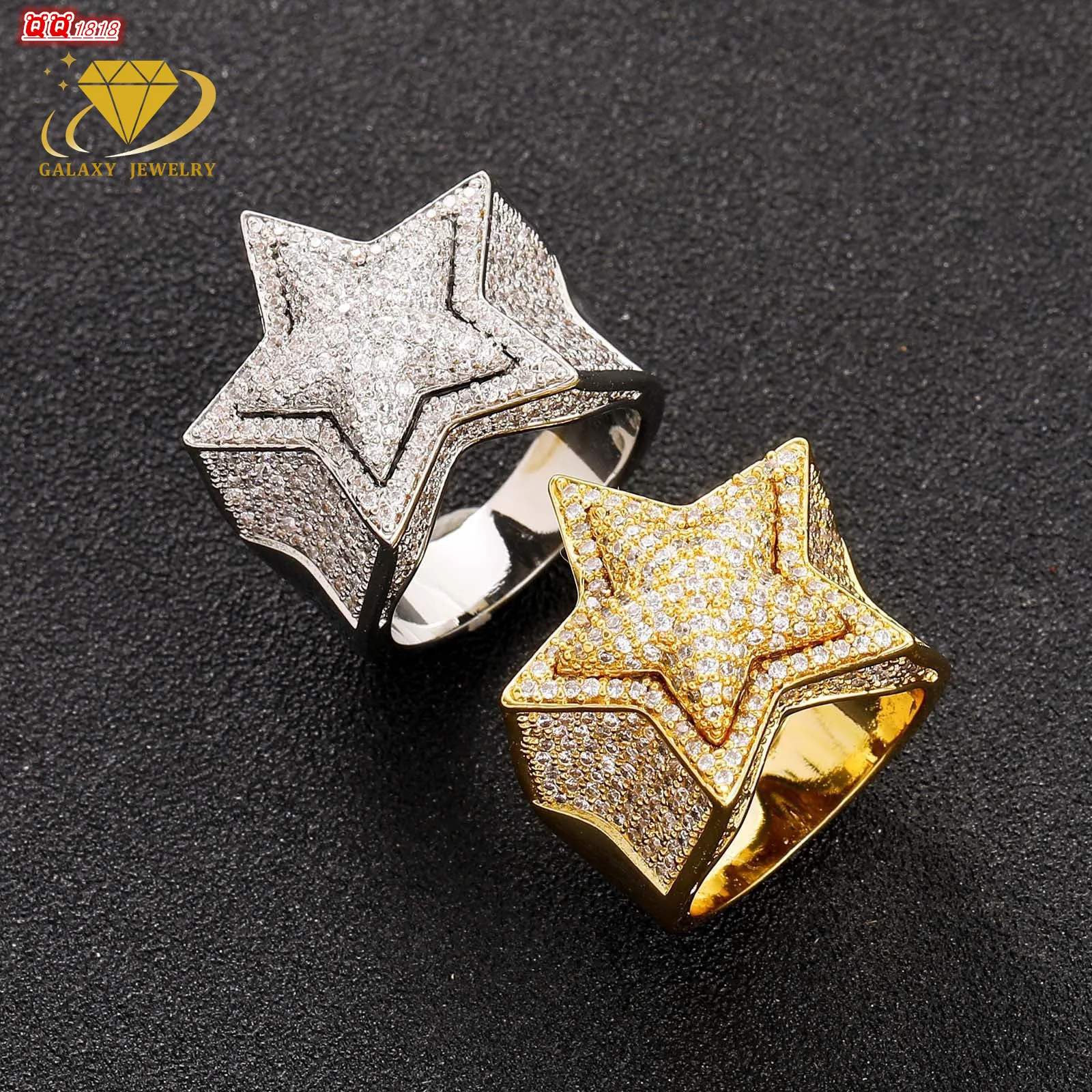 Pass Diamond Tester Fancy Shape Moissanite Star Ring – Iced Out 925 Silver, Best Gift Under $40