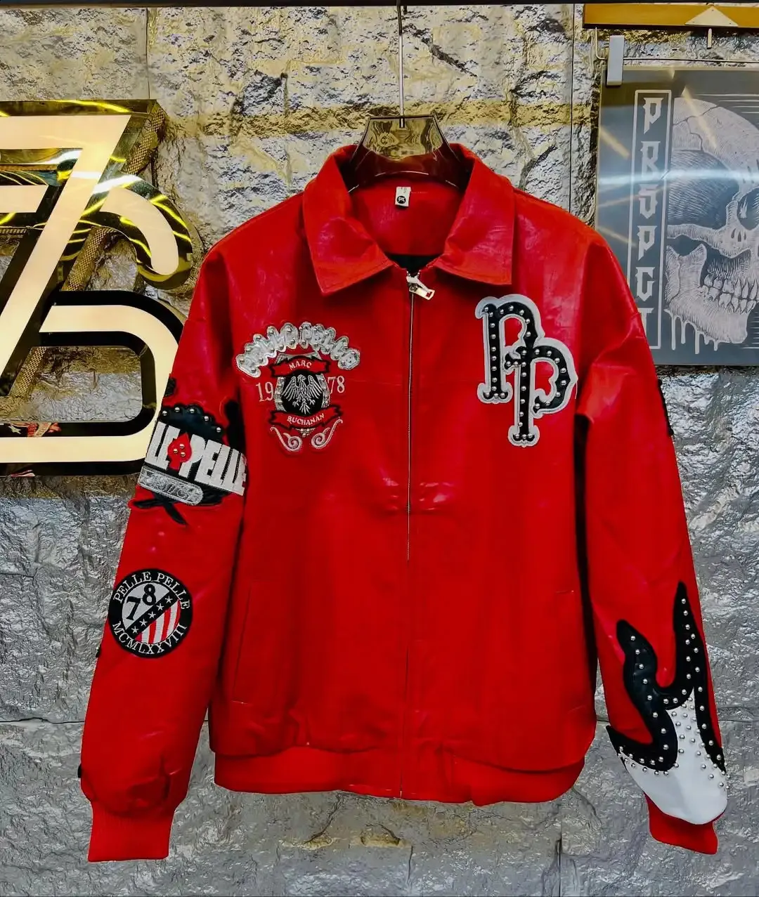 Streetwear Retro Red Leather Jacket Oversized Y2K From Zara05