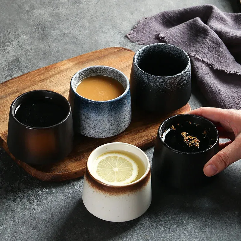 Japanese Style Porcelain Coffee Mug with Lid 200ml Ceramic Tea Cup