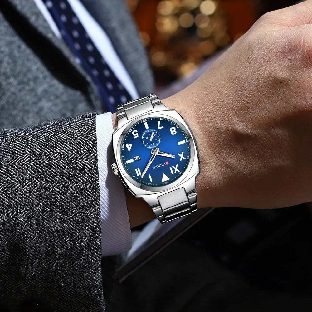 Minimalist Roman Numeral Quartz Watch Stainless Steel Casual Wristwatch Pablo Raez 1pc Men main image 3
