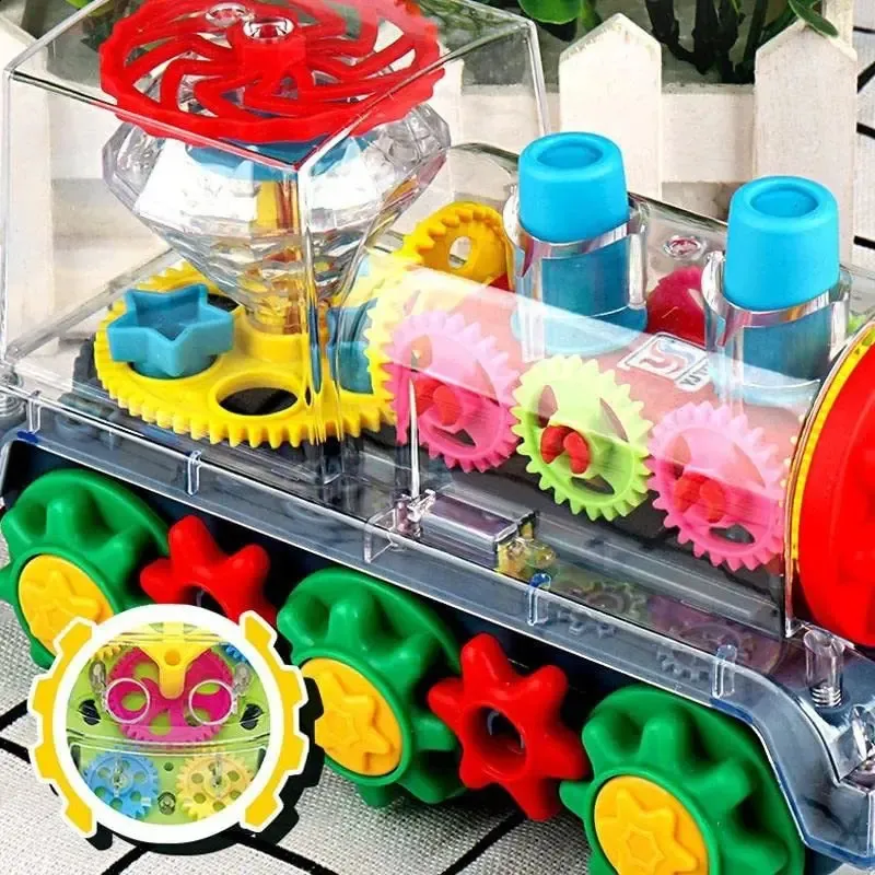Tren Luminoso Gofimyee Con Engranajes Transparentes | Juguete Educativo Con Luces Y Música Para Bebés