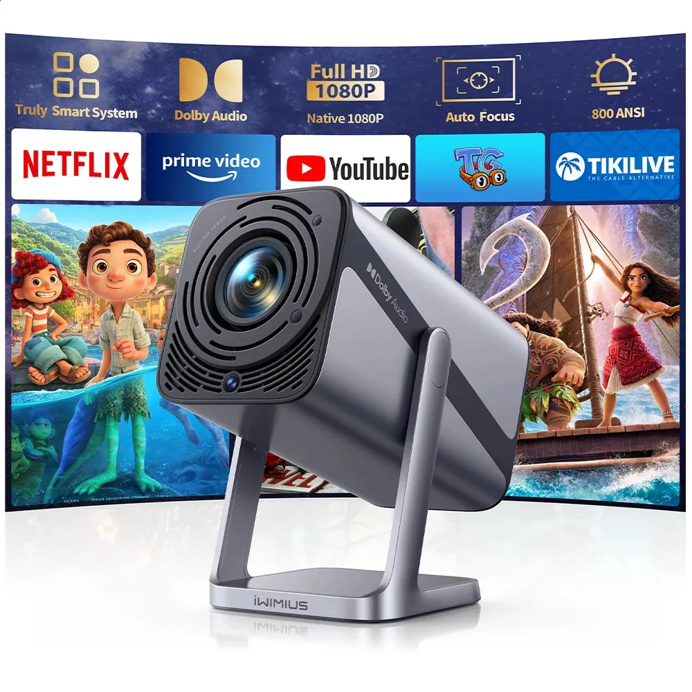 Netflix Rotating Front IWIMIUS 4K Memorex Projector With Auto Focus, FHD 1080p, WIFI 6 ...