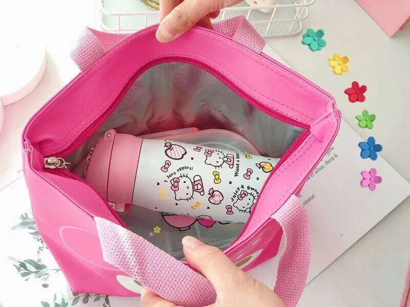 Kawaii Hello Kitty Kuromi Bento Cute Tote Bags Insulated Lunch Box For ...