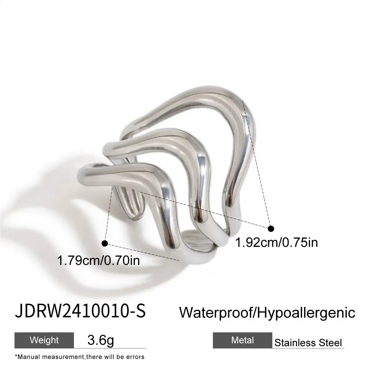 Stackable Adjustable Women's Ring with 18k Gold Plating and Horn ...