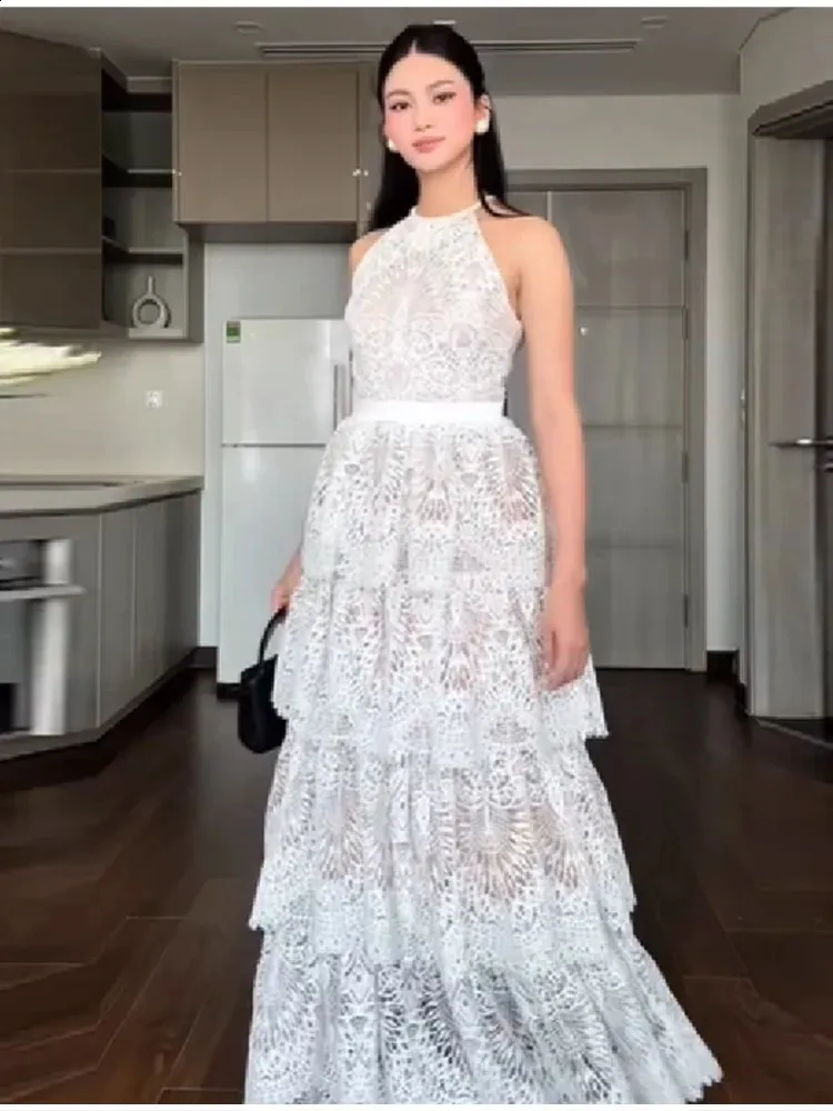 chiffon tiered halterneck maxi dress Womens Halter Neck Floor-Length with Ruffles and Sleeveless Slim Fit from Dhgate Urban Sexy Dresses Pink Color::#52-Black Matching Separates Raines Asymmetrical Lace Mini standout prints