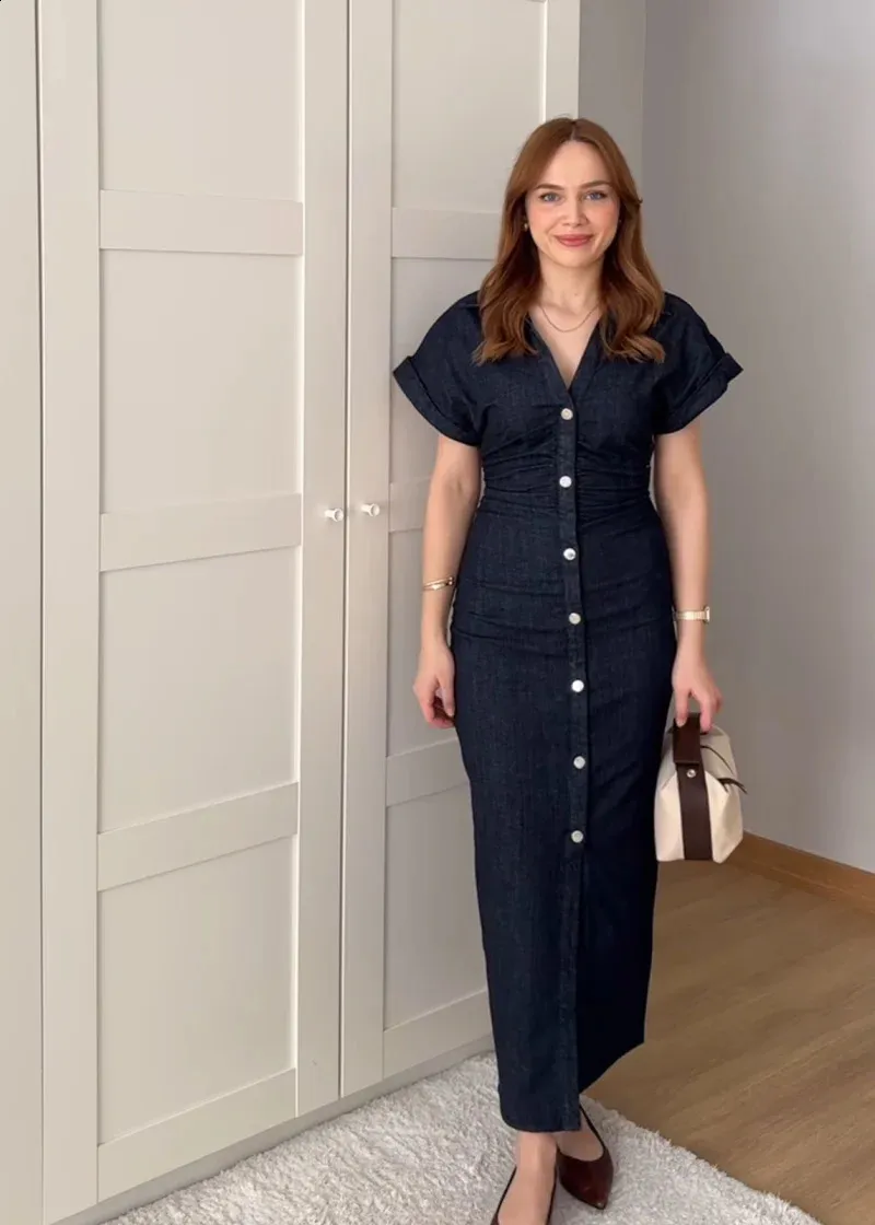 denim midi bodycon dress ETJ Slim Waist Dress, Wrinkle Resistant 7% LYCRA T400 Polyester bridesmaids-black Women's Light Blue Chiffon Core Colors:Indigo