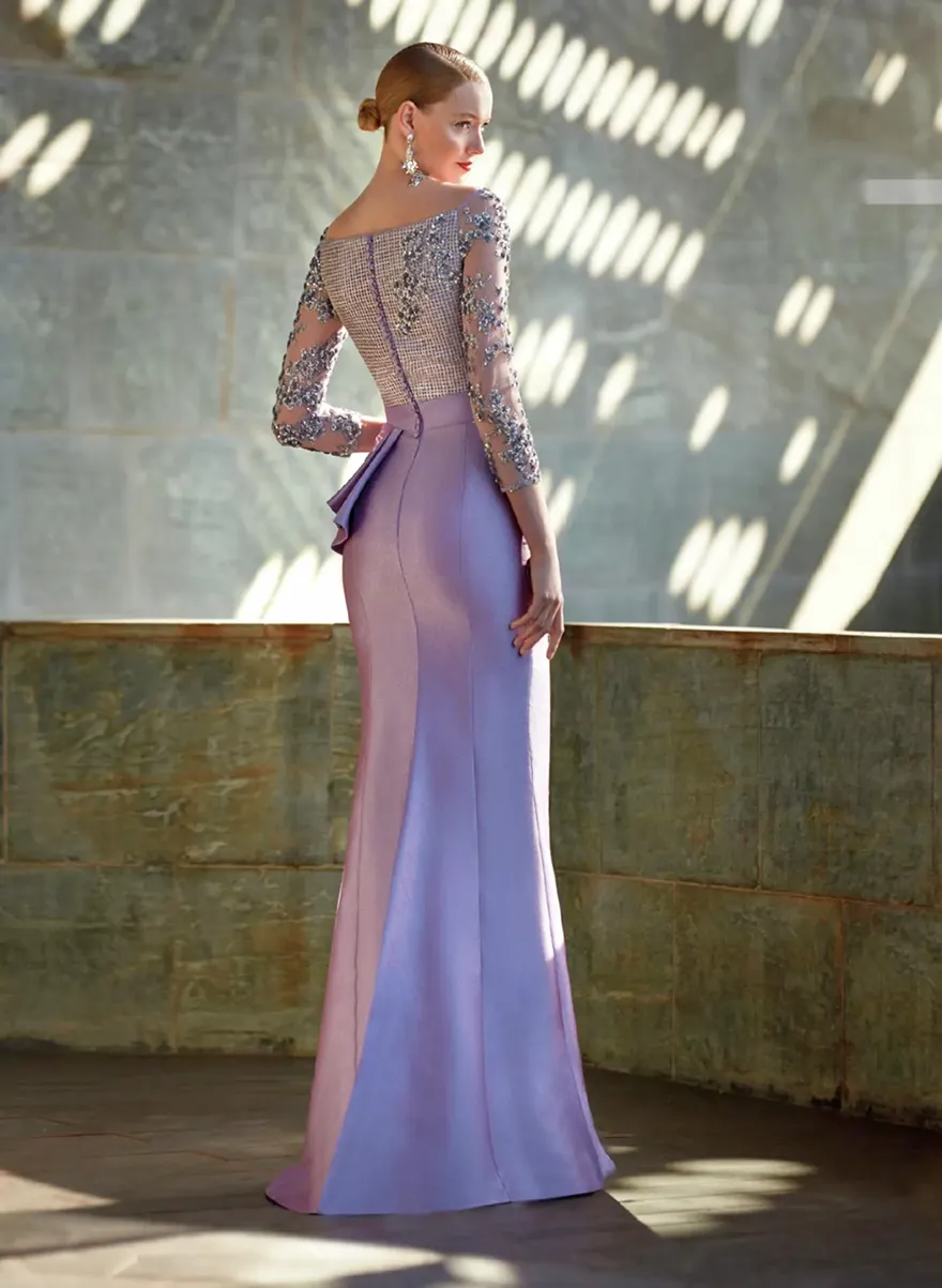 purple wedding guest dress with sleeves Dark Velvet - Bridesmaid Dress Mothers Day Autumn New Pleated Flared Sleeve