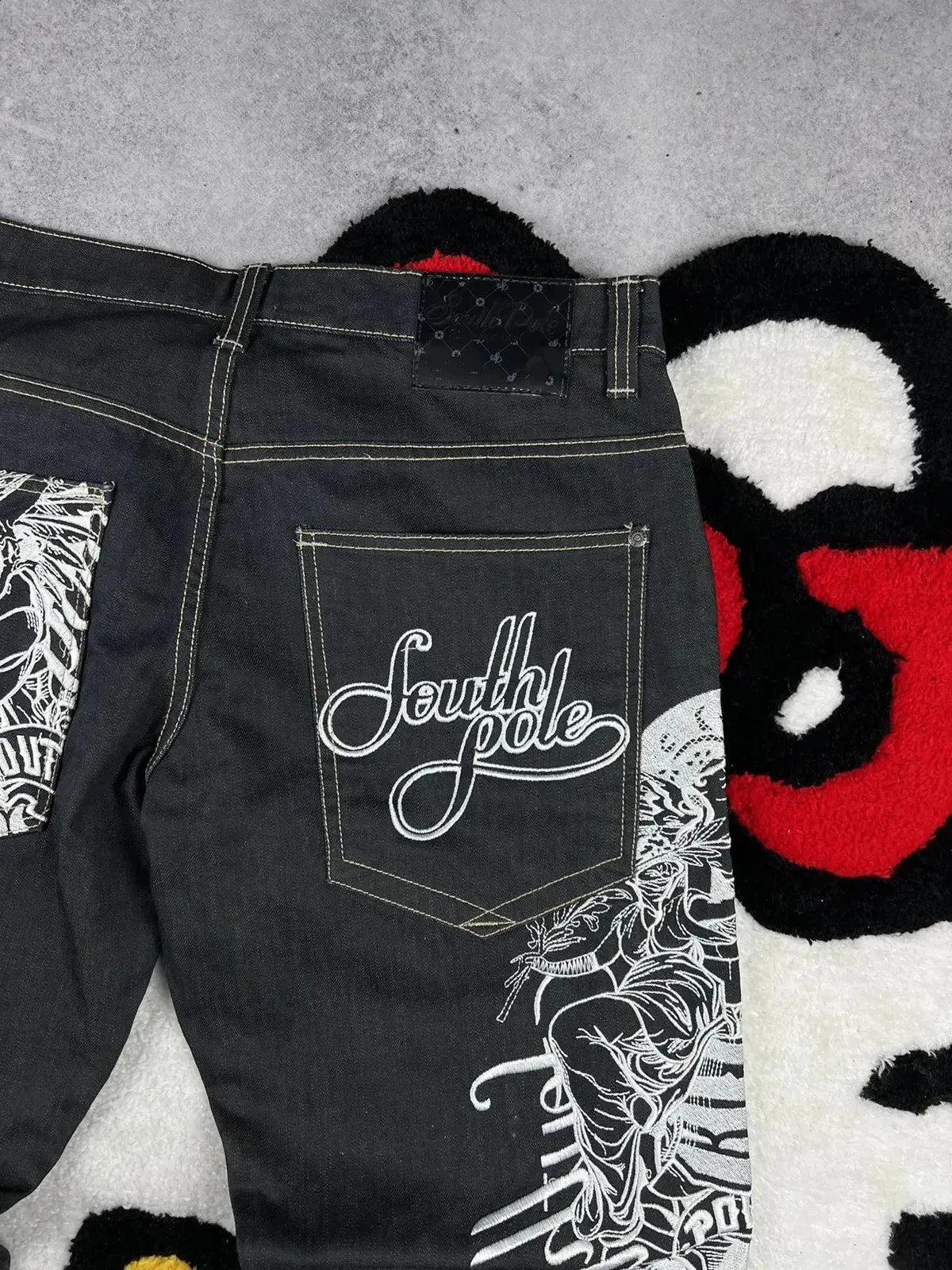 Mens Vintage South Pole Black Denim Ragged Priest From