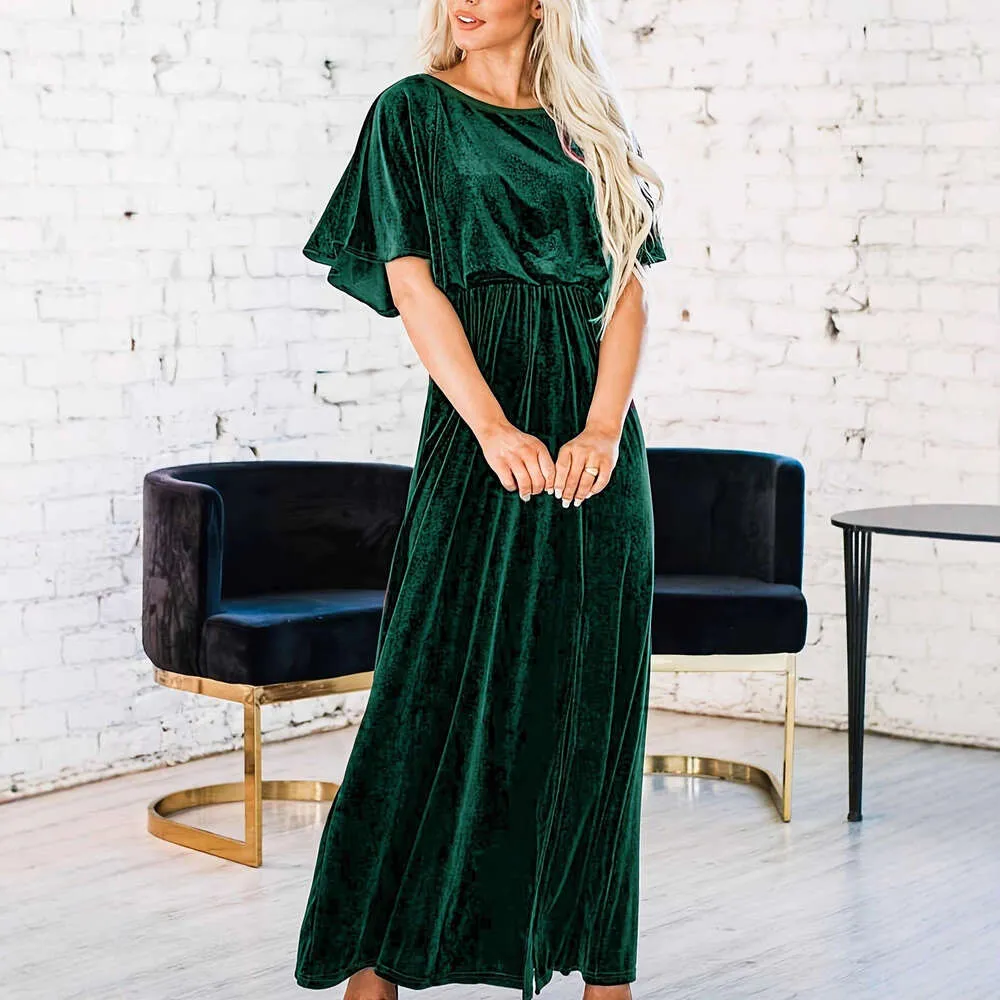green emerald velvet dress Amazon.com: TACSTRUN Women's Velvet Long Sleeve V Neck Belvet Maxi Dress  Formal Wedding Guest Fall Evening Party Long Dresses,Brass,S : Clothing,  Shoes & Jewelry
