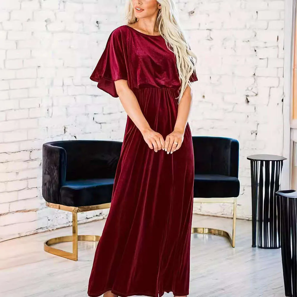 green emerald velvet dress Mermaid Red Velvet with Gold Beaded Prom Dresses with Slit ARD3181