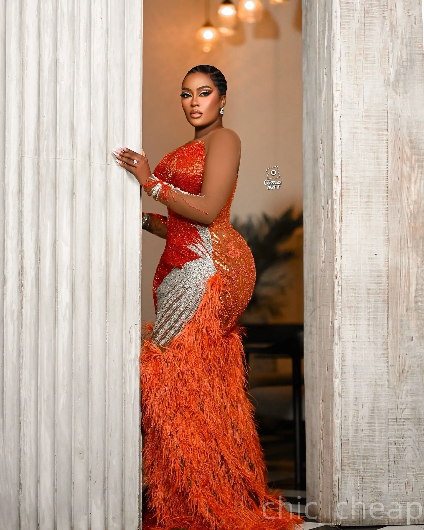 burnt orange formal dress plus size Mermaid Prom with Beaded Feather Embellishments and Lace-up Back from Dhgate Prom Dresses wedding burnt orange bridesmaid dresses