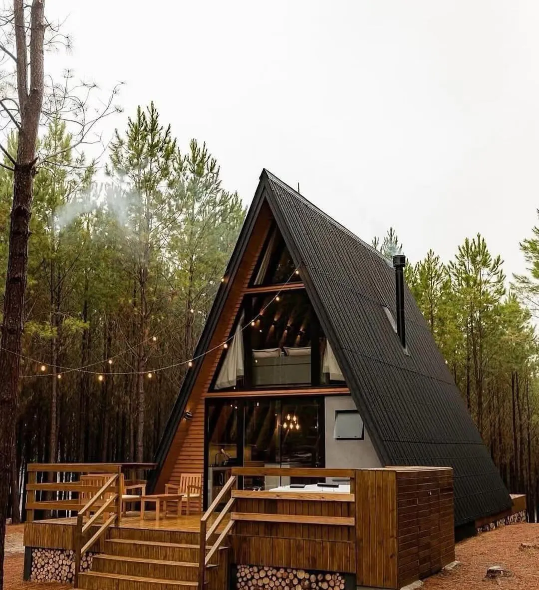 Triangular Logentry Triangular Prefabricated Wooden House Kits A Frame... From ...