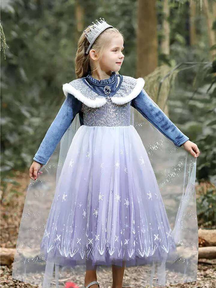 elsa disney princess dress Disney Frozen Girl Costume Anna Elsa Queen Princess Birthday Party Evening Dress