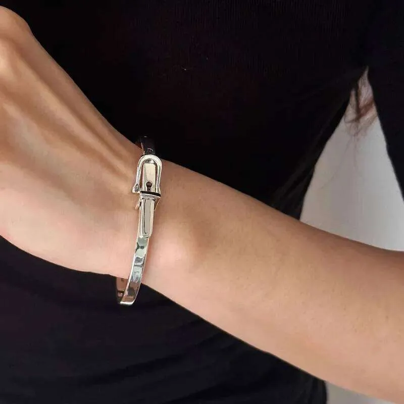 New 925 Sterling Silver Metallic Belt Vintage Punk Bracelet Bangle For Woman Girl Fashion Jewelry Gift Dropship_voghion.com